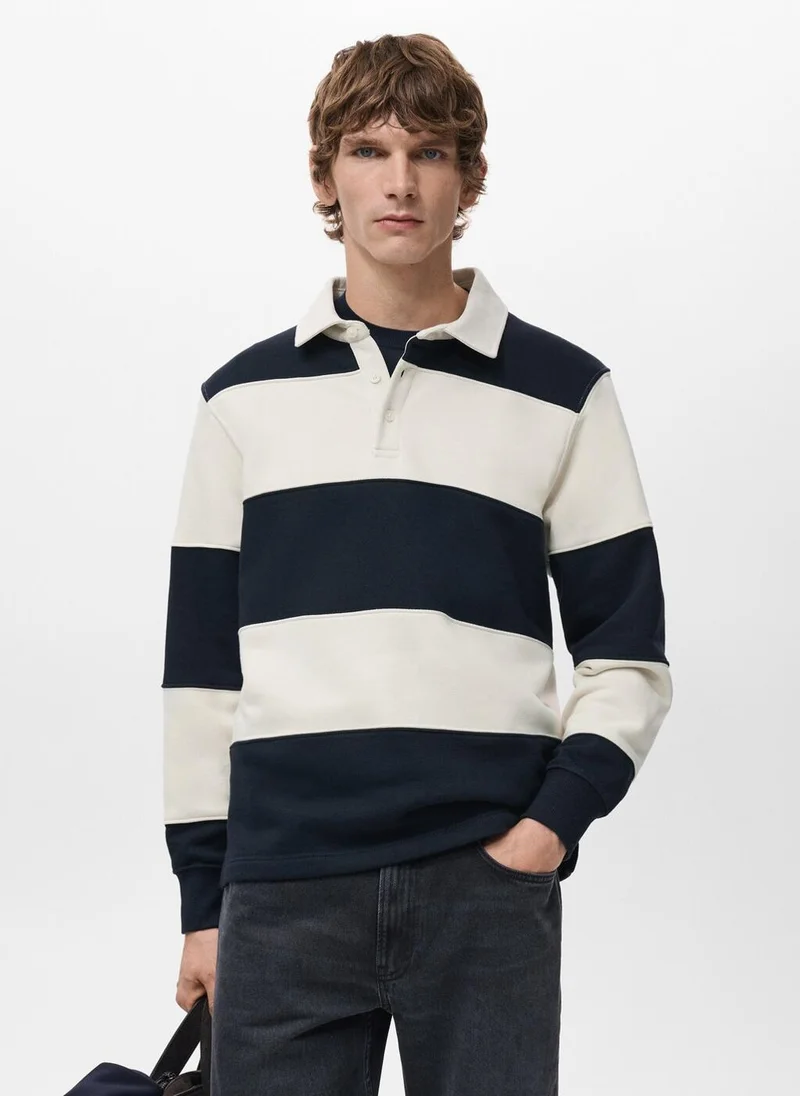 Mango Man Striped polo sweatshirt